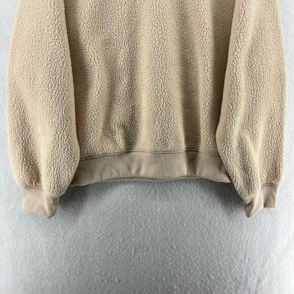 Universal Thread Sweater Women's Sz M Beige Sherpa Fleece Pullover Long Sleeves - Picture 7 of 12